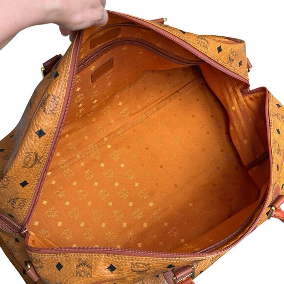 Authentic MCM Visetos brown 2Way Boston Duffel Tavel bag Made In Germany 22” BIG - Picture 9 of 16